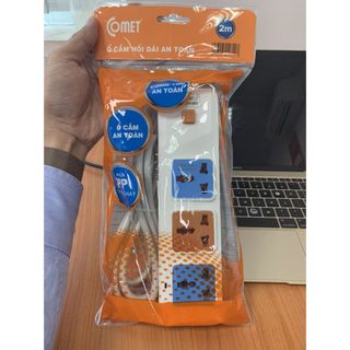 Ổ Cắm Nối Dài Comet CES10302, dây dài 2m, 3 lỗ 3 chấu, có cầu chì bảo vệ