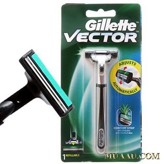 Dao Cạo Râu Gillette Vector Chính Hãng! Bàn Cạo Gillette Vector Giá Rẻ! MuaAu Mall Sỉ Lẻ (Cán + 1 Lưỡi Dao Đi Kèm)