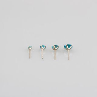 Bông tai vàng 14K đính đá xanh biển 3mm