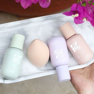 Bộ kem nền Che khuyết điểm & Sáng Mịn Da BEST, sỉ 50k/bộ 2 chai kem & 1 bông tán hồ lô