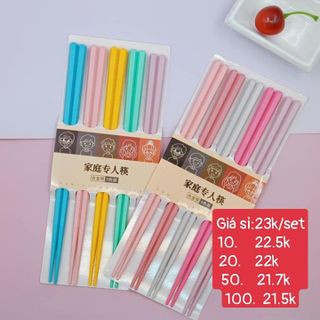 Set 5 đôi đũa màu pastel xinh xắn, Đũa sợi thủy tinh và polyme chịu nhiệt cao
