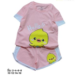 Bô thun bé gái in hình gà con xinh xĩu