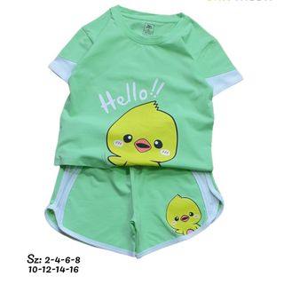 Bô thun bé gái in hình gà con xinh xĩu