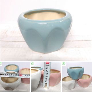 Chậu sứ KT: 10x7x8cm trồng cây mini, xương rồng, cây để bàn, Gốm Sứ Bát Tràng, MSP: 01 - Màu xanh pastel