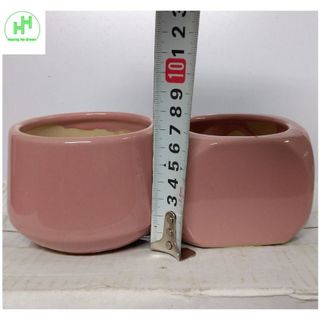 Chậu sứ 8x7x8cm (miệng x cao x đáy) trồng cây mini, xương rồng, cây để bàn, Gốm Sứ Bát Tràng, MSP: 02, Hình vuông