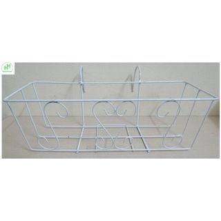 2 GIỎ SẮT Treo Chậu Hoa Ban Công Hình Chữ Nhật - Màu Trắng