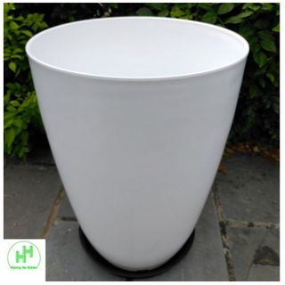 Combo 10 Chậu Nhựa Bom Trơn 350x470 Trắng, KT: 34x47 + 10 Đĩa D270 Đen Hình Tròn, Trồng Hoa, Cây Cảnh