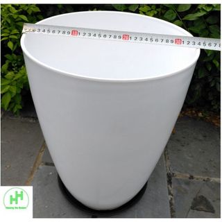 Combo 3 Chậu Nhựa Bom Trơn 350x470 Trắng, KT: 34x47 + 3 Đĩa D270 Hình Tròn, Màu Trắng Trồng Hoa, Cây Cảnh