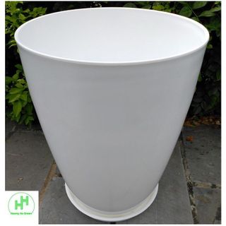 Combo 3 Chậu Nhựa Bom Trơn 350x470 Trắng, KT: 34x47 + 3 Đĩa D270 Hình Tròn, Màu Trắng Trồng Hoa, Cây Cảnh