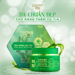 [Tặng 2 Mặt Nạ] Kem Body Lục Tảo Trắng Da Nhanh Chóng Super White HAWON - 100g
