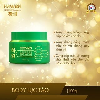 [Tặng 2 Mặt Nạ] Kem Body Lục Tảo Trắng Da Nhanh Chóng Super White HAWON - 100g