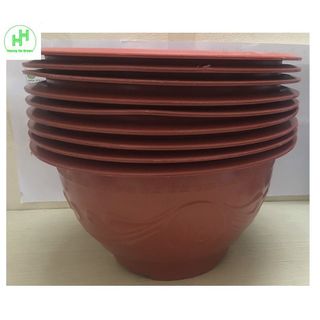 10 Châu Nhựa Trồng Cây Bình Thuận Plastics Hình Tròn PLT380 Màu Đỏ giá sỉ