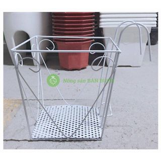 3 Giỏ Sắt Hình Vuông 24x23cm - Màu TRẮNG Treo Chậu Hoa Lan Can Ban Công