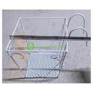 3 Giỏ Sắt Hình Vuông 24x23cm - Màu TRẮNG Treo Chậu Hoa Lan Can Ban Công