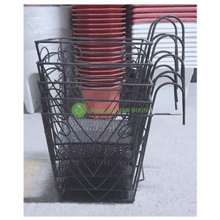 5 Giỏ Sắt 24x23cm Hình Vuông Màu ĐEN Treo Chậu Hoa Lan Can Ban Công
