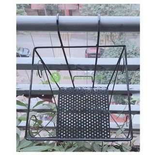 5 Giỏ Sắt 24x23cm Hình Vuông Màu ĐEN Treo Chậu Hoa Lan Can Ban Công