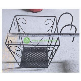5 Giỏ Sắt 24x23cm Hình Vuông Màu ĐEN Treo Chậu Hoa Lan Can Ban Công