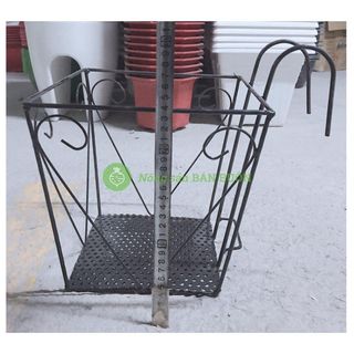 5 Giỏ Sắt 24x23cm Hình Vuông Màu ĐEN Treo Chậu Hoa Lan Can Ban Công