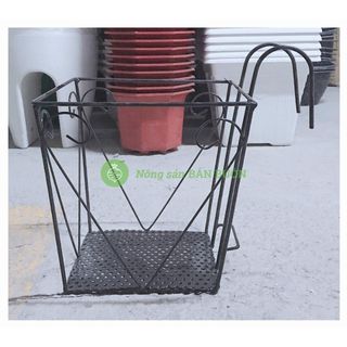 5 Giỏ Sắt 24x23cm Hình Vuông Màu ĐEN Treo Chậu Hoa Lan Can Ban Công