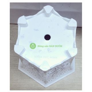 Combo 3 Chậu Nhựa Trồng Hoa, Cây Cảnh Lục Giác LGC280 Màu Trắng + 3 Khay (Đĩa) Lót Đế Chậu D270