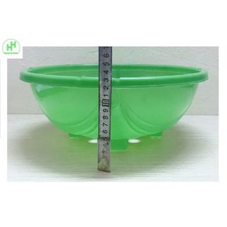 3 Chậu Nhựa Tròn Trồng Hoa Màu Xanh Có Móc Treo - Chậu chảo treo trồng hoa có móc xích! KT: 33x13 cm (ĐK miệng x Cao)