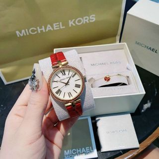 SET ĐỒNG HỒ MICHAEL KORS ĐỎ CAO CẤP HOT