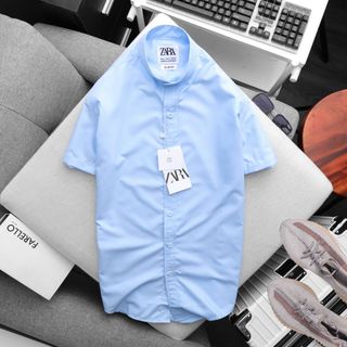 Áo sơ mi, áo sơ mi nam tay ngắn chất liệu cotton lụa không nhăn, size từ 55kg-85kg