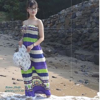 Đầm maxi cúp ngực lanh thái nhiều màu giá sỉ
