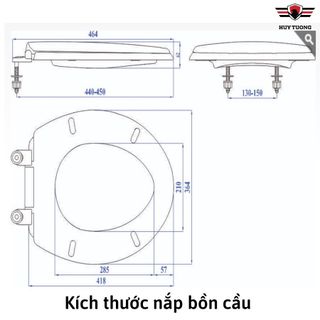 Nắp bồn cầu đủ bộ, nắp bồn cầu nhà vệ sinh nhựa trắng phù hợp với hầu hết bồn cầu - Huy Tưởng