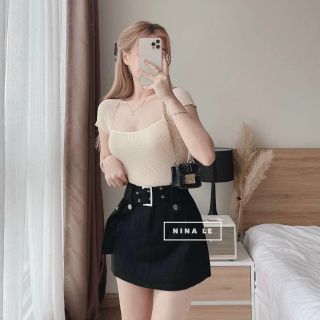 Chân váy chữ a thắt lưng bản bự