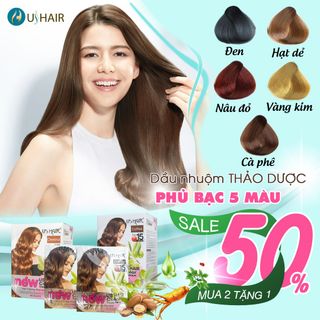 Bán Sỉ Hộp Dầu Nhuộm Tóc Phủ Bạc US HAIR 5 Màu bên trong có 10 gói