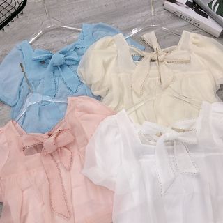 Áo kiểu tơ cột nơ mặc 2 kiểu babydoll