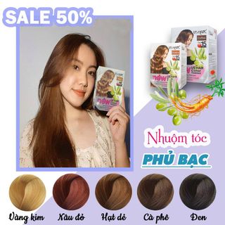 Bán Sỉ Hộp Dầu Nhuộm Tóc Phủ Bạc US HAIR 5 Màu bên trong có 10 gói