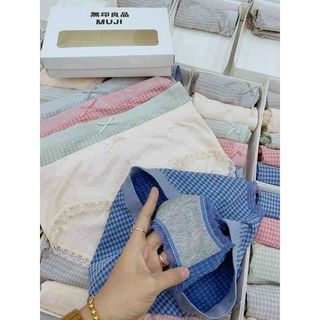 [HOT] HỘP 4 QUẦN LÓT MUJI KHÁNG KHUẨN CARO CAO CẤP 100% COTTON