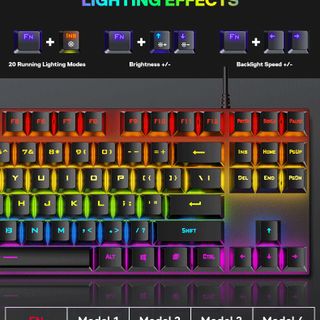 KEYBOARD T-Wolf T18 Phím cơ (Phím cơ, 87 key, Blue Switch, 12 chế độ Led)- Bh 12 tháng : 355k