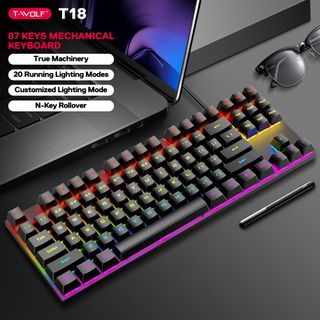 KEYBOARD T-Wolf T18 Phím cơ (Phím cơ, 87 key, Blue Switch, 12 chế độ Led)- Bh 12 tháng : 355k