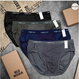 [Hộp 4 Chiếc] Quần Lót Nam Thông Hơi Boxer MU_JI Nhật-GIÁ RẺ NHẤT