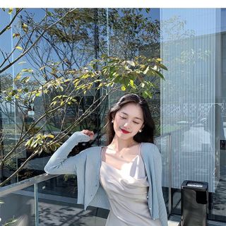 ĐẦM XOÈ LỤA 2 DÂY CỔ ĐỔ - DT1644