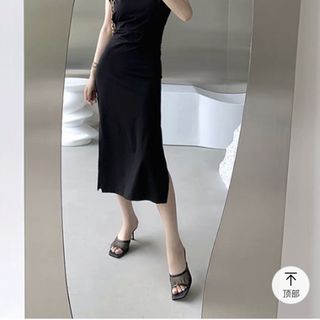 ĐẦM ĐEN VAI ĐỘN NHÚN EO - DT1645