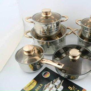 Bộ Nồi Đức 12 Chi Tiết Inox Dùng Cả Cho Bếp Từ