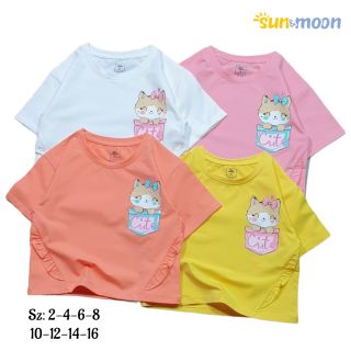 Áo thun bé gái in mèo Sun & Moon giá sỉ