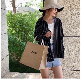 Túi Cói Merci Loại 1 Màu Sáng, Có Đệm Đáy Giữ Form Túi, Có Lót