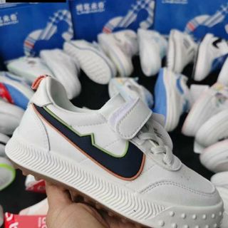 Giày thể thao trẻ em màu trắng đế bằng chất da tốt giá rẻ