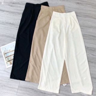 Quần đũi ống rộng cạp khóa trước, chun sau, 3 màu be, đen, trắng