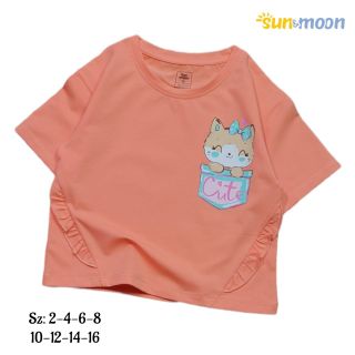 áo thun bé gái in bạn mèo cute