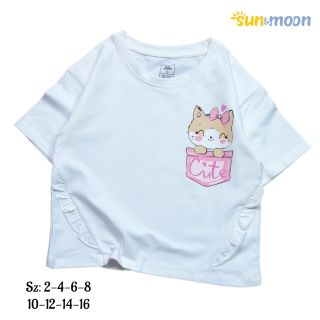 áo thun bé gái in bạn mèo cute