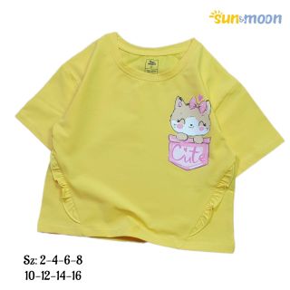 áo thun bé gái in bạn mèo cute