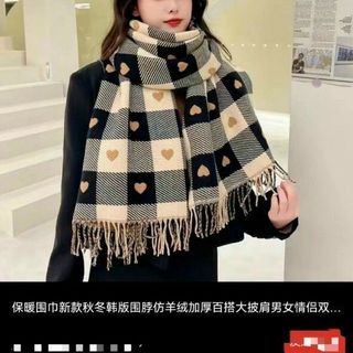Khăn quàng cổ vải len caro mùa đông cho nữ QC