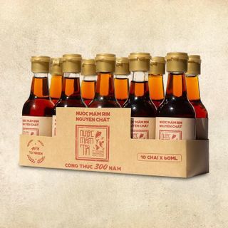 Lốc 10 Chai Nước Mắm Tĩn Nhãn Đỏ Cá Cơm Than Mini 40N 60ml - Nước Mắm Tĩn