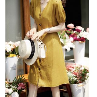 ĐẦM XÒE VÀNG XẾP LI TAY PHỒNG- DT1649